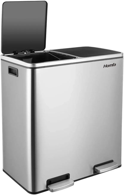Brushed Stainless Steel Kitchen Step Trash Can