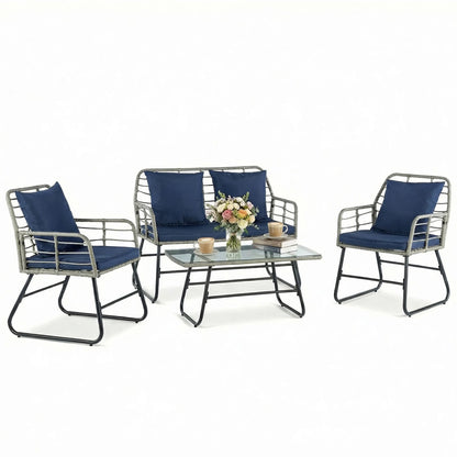 Outdoor Wicker Patio Furniture Set 4 Pieces