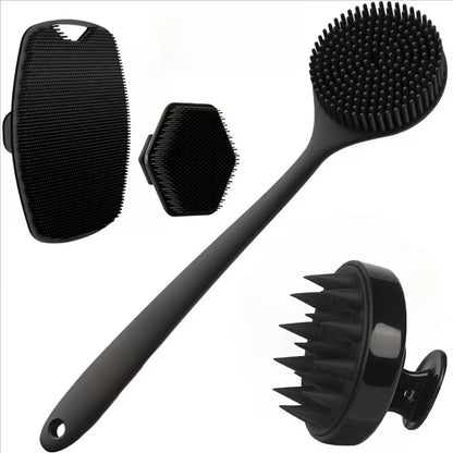 4PCS Set Silicone Body Scrubber Soft Exfoliating Brush for Face Gentle Shower Massage and Skin Cleansing Bathroom Accessories