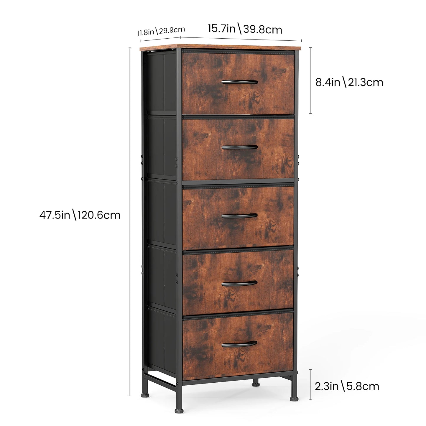48IN Dresser With 5 Fabric Drawers