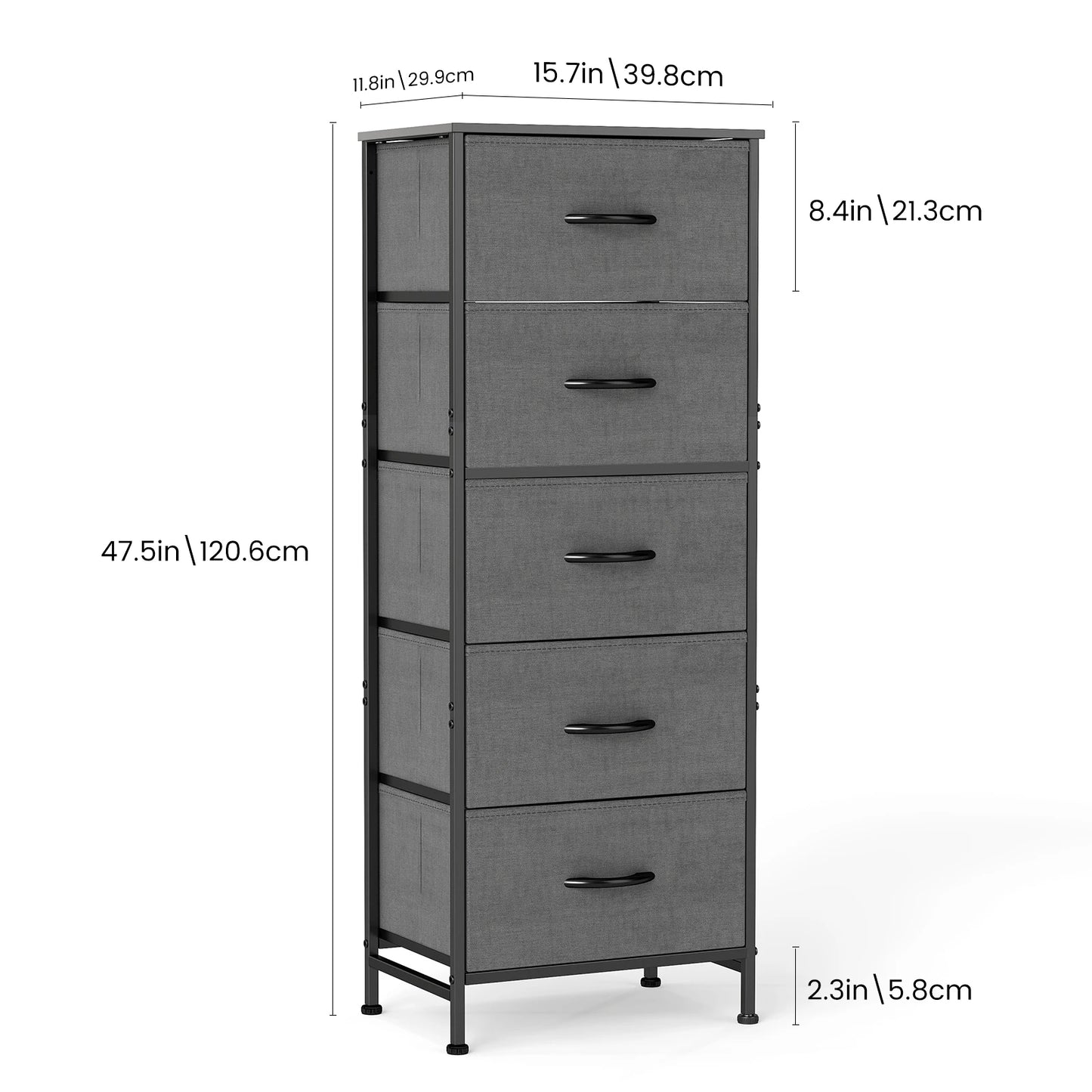 48IN Dresser With 5 Fabric Drawers