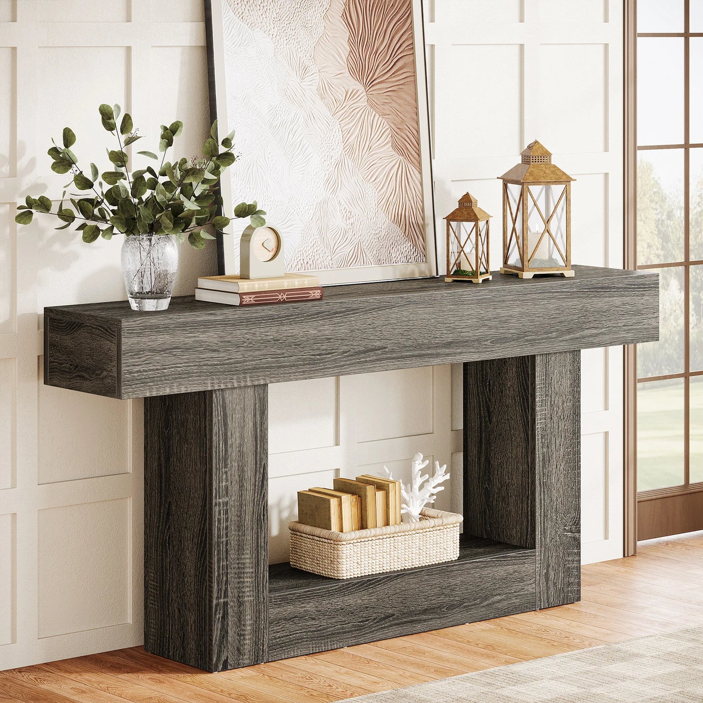 63" Farmhouse 2-Tier Entryway Table