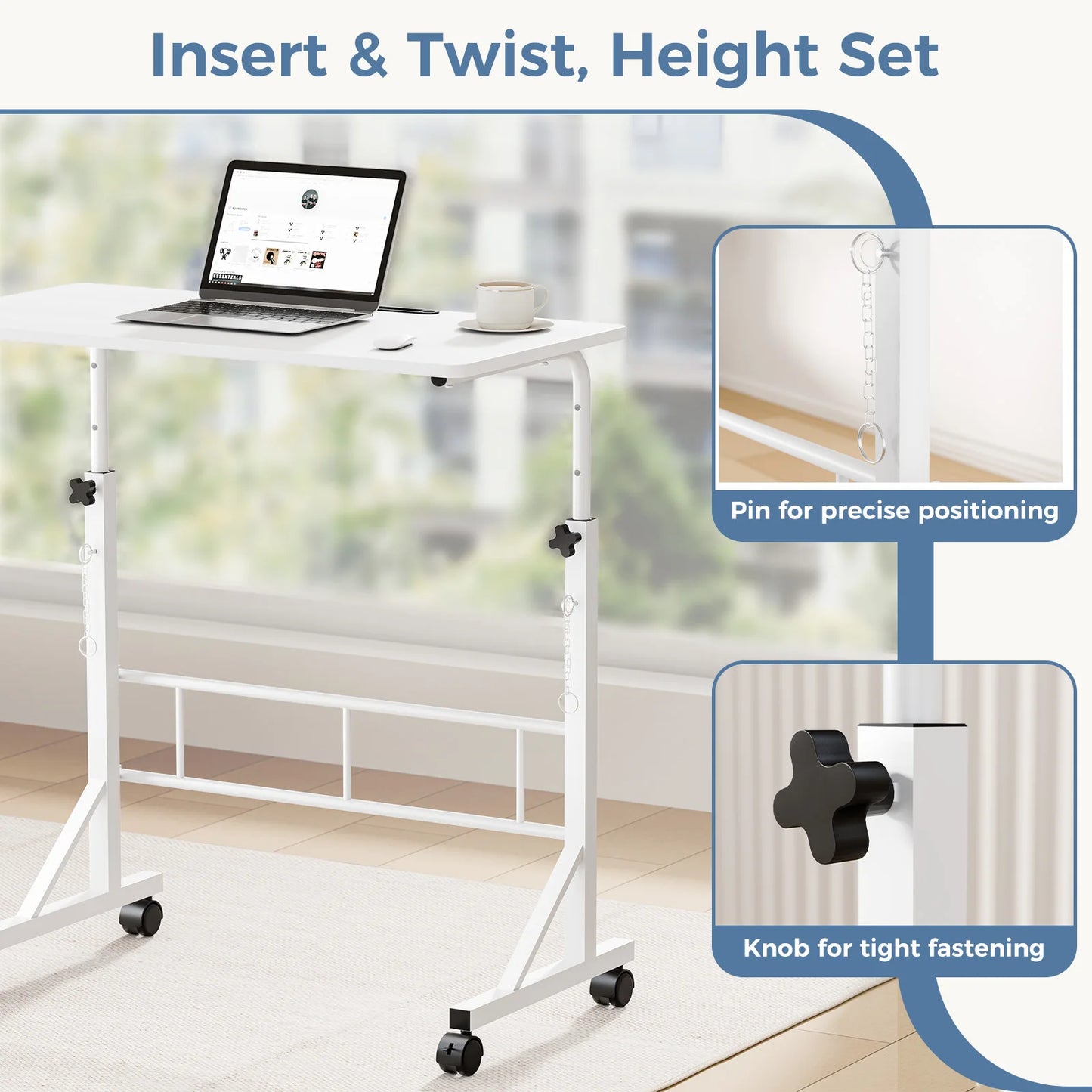 31.5" Adjustable Height Mobile Desk