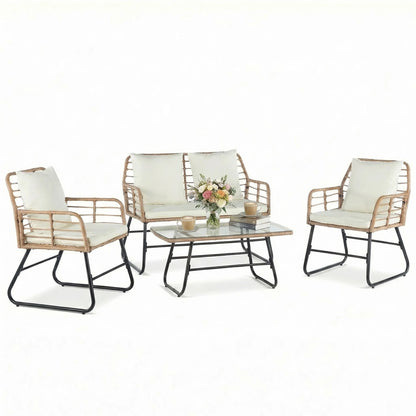 Outdoor Wicker Patio Furniture Set 4 Pieces