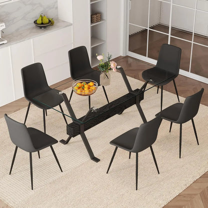 71“ Glass Dining Table Set for 6,