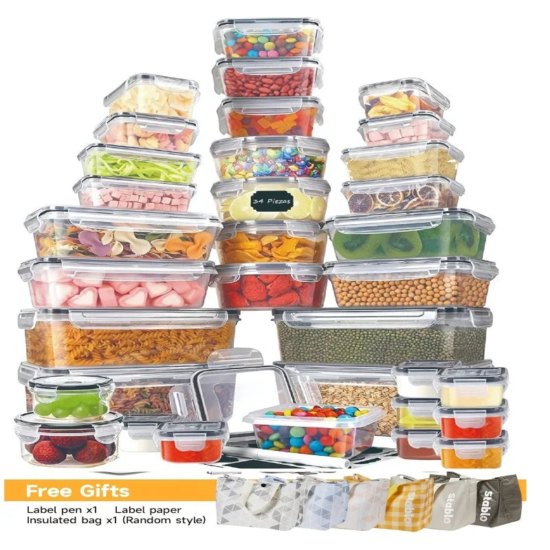 PBA Free - 24 Airtight Containers & Lids with Labels