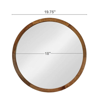 Circle Wall Mirror With Wooden Frame for Living Room