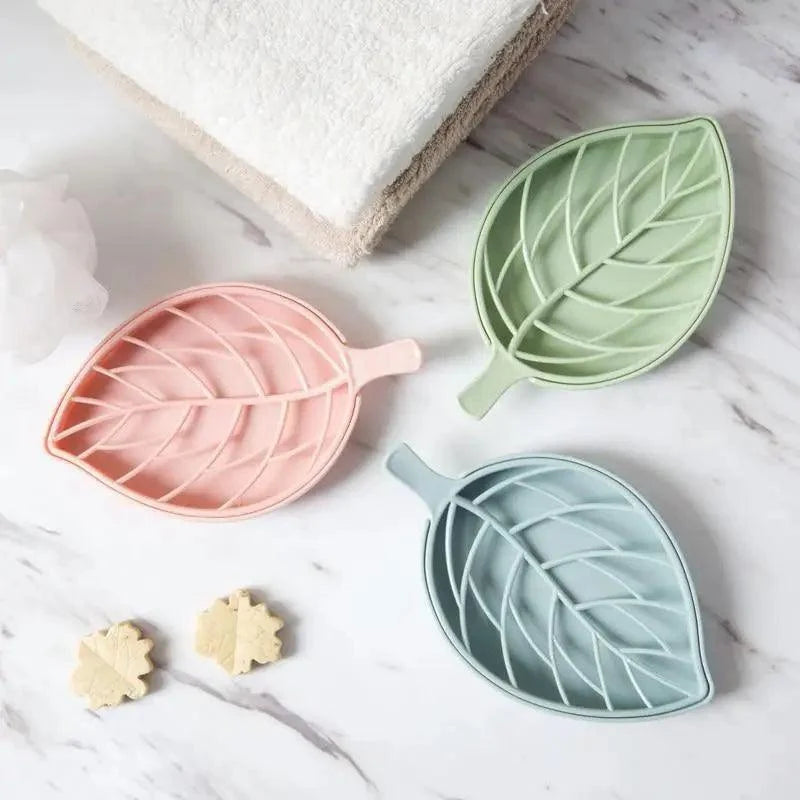 Bathroom Accessories Dish Plate Case Home Shower Leaf Shape Holder Container Soap Box Plastic