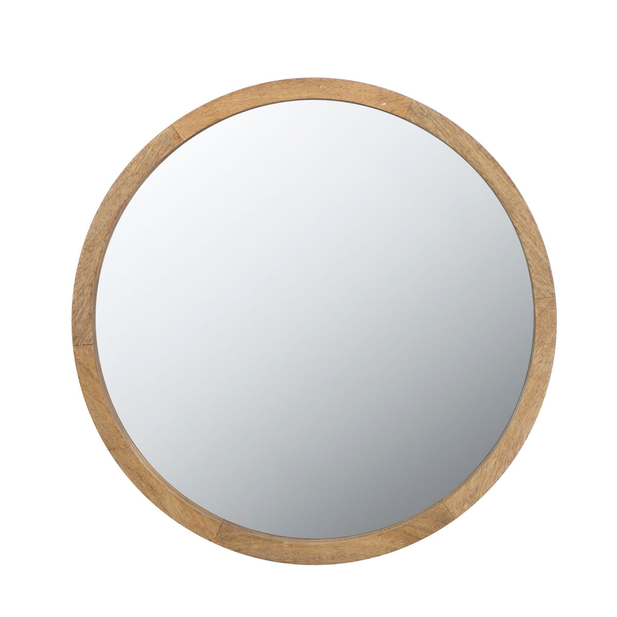 Circle Wall Mirror With Wooden Frame for Living Room