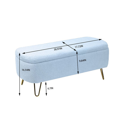 Storage Ottoman Bench For End Of Bed Legs, Modern Camel Faux Fur Entryway Bench Upholstered Padded With Storage For Living Room Bedroom
