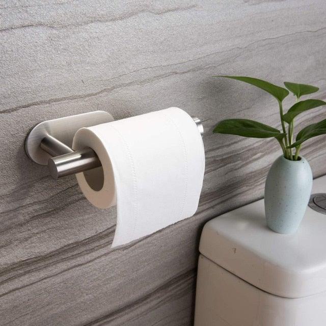 Household Toilet Roll Holder Self Adhesive Toilet Paper Holder For Bathroom Stick On Wall Stainless Steel