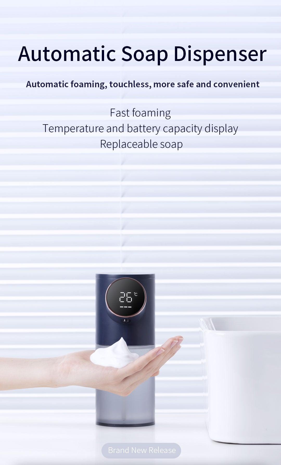 Liquid Soap Dispensers USB Rechargeable Temperature Display Automatic Dispenser