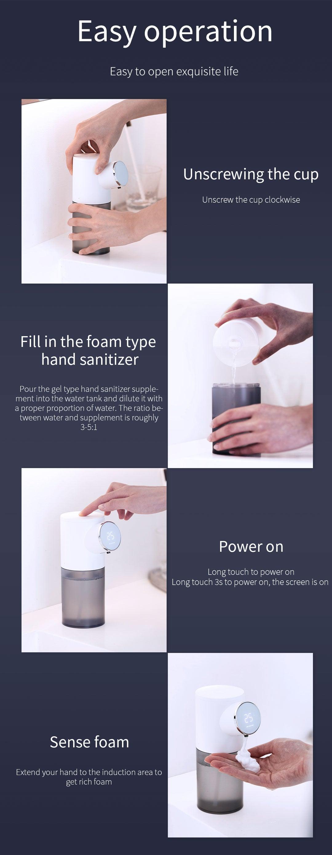 Liquid Soap Dispensers USB Rechargeable Temperature Display Automatic Dispenser