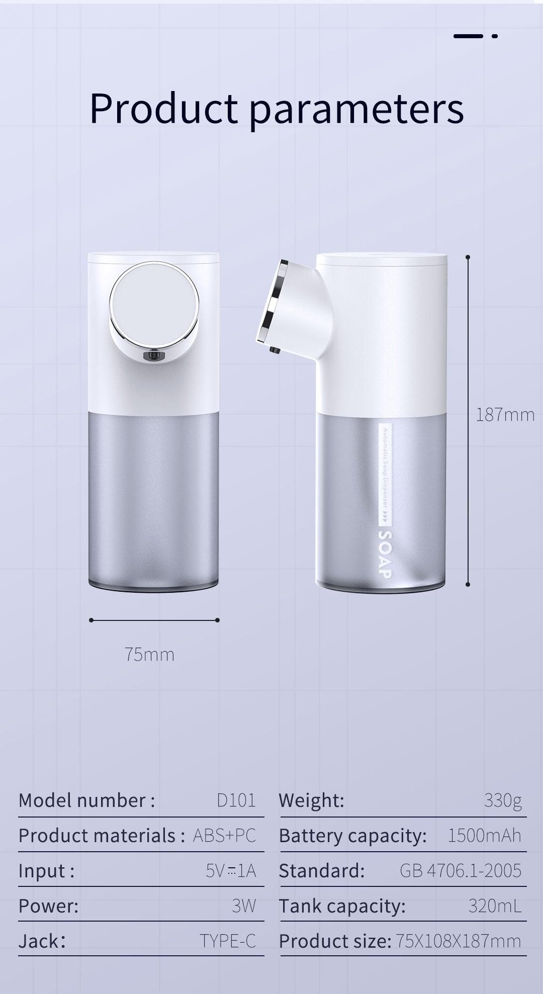 Liquid Soap Dispensers USB Rechargeable Temperature Display Automatic Dispenser