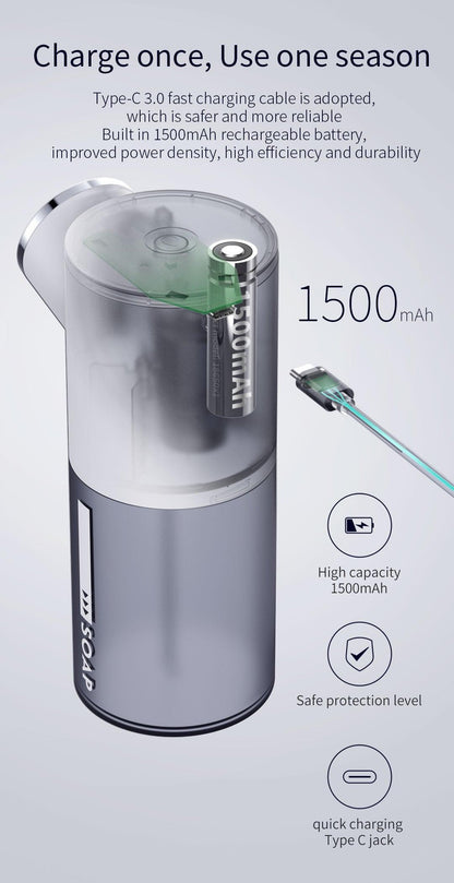 Liquid Soap Dispensers USB Rechargeable Temperature Display Automatic Dispenser