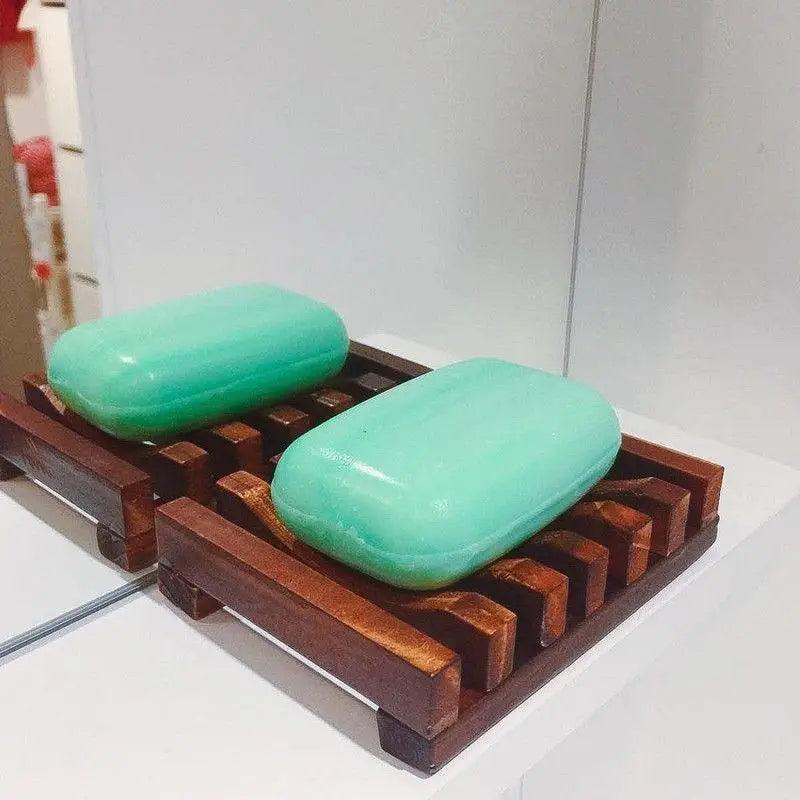 Natural Wooden Soap Dish Wood Soap Tray Holder Storage Soap Rack Plate Box Container