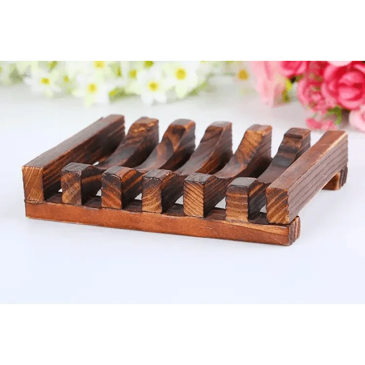 Natural Wooden Soap Dish Wood Soap Tray Holder Storage Soap Rack Plate Box Container
