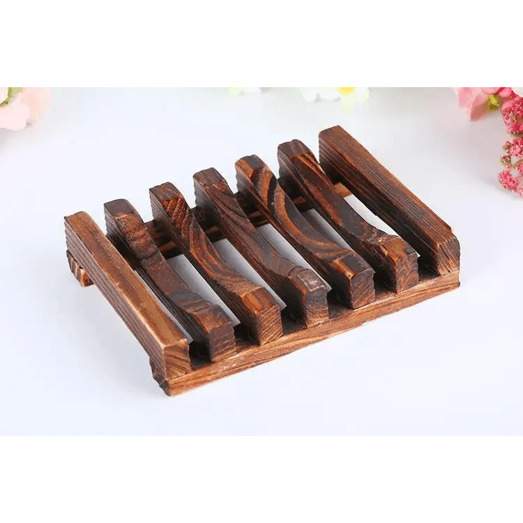 Natural Wooden Soap Dish Wood Soap Tray Holder Storage Soap Rack Plate Box Container
