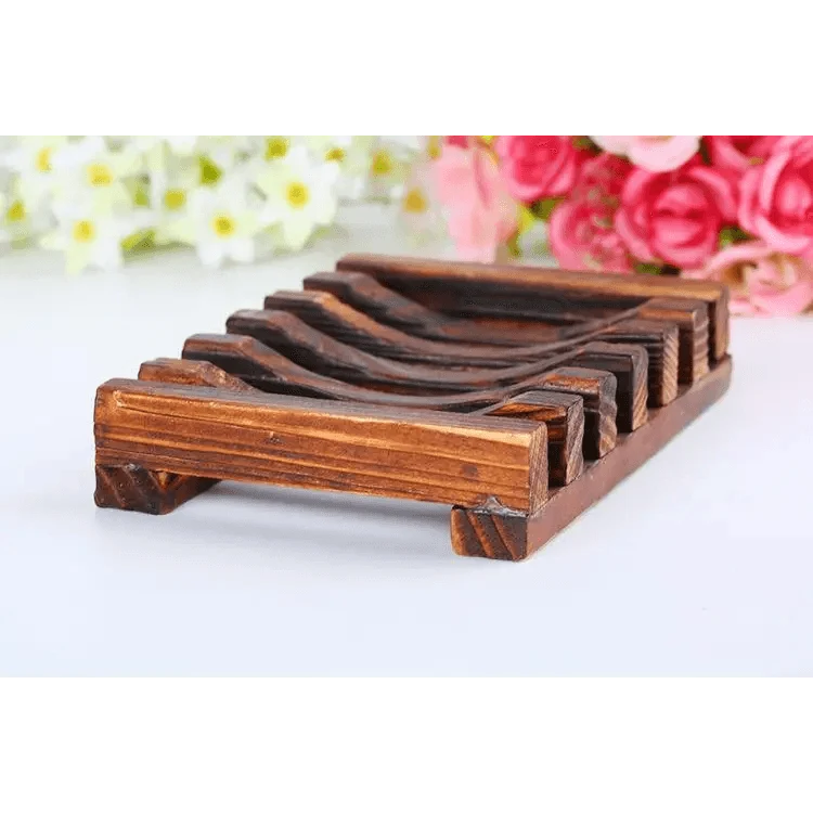 Natural Wooden Soap Dish Wood Soap Tray Holder Storage Soap Rack Plate Box Container