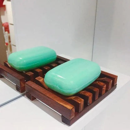 Natural Wooden Soap Dish Wood Soap Tray Holder Storage Soap Rack Plate Box Container