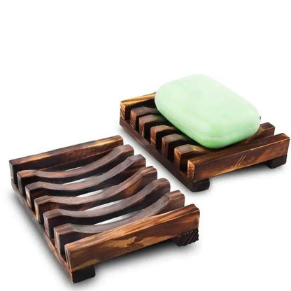 Natural Wooden Soap Dish Wood Soap Tray Holder Storage Soap Rack Plate Box Container