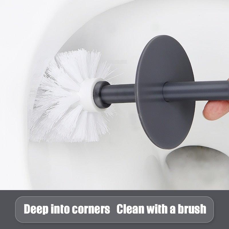 Nordic Ceramic Toilet Brush Bathroom Accessories Set With Non Slip Long Handle And Flexible Bristle