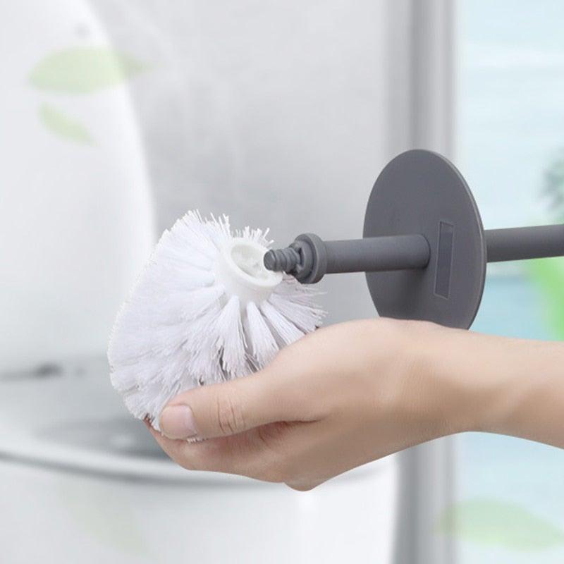 Nordic Ceramic Toilet Brush Bathroom Accessories Set With Non Slip Long Handle And Flexible Bristle
