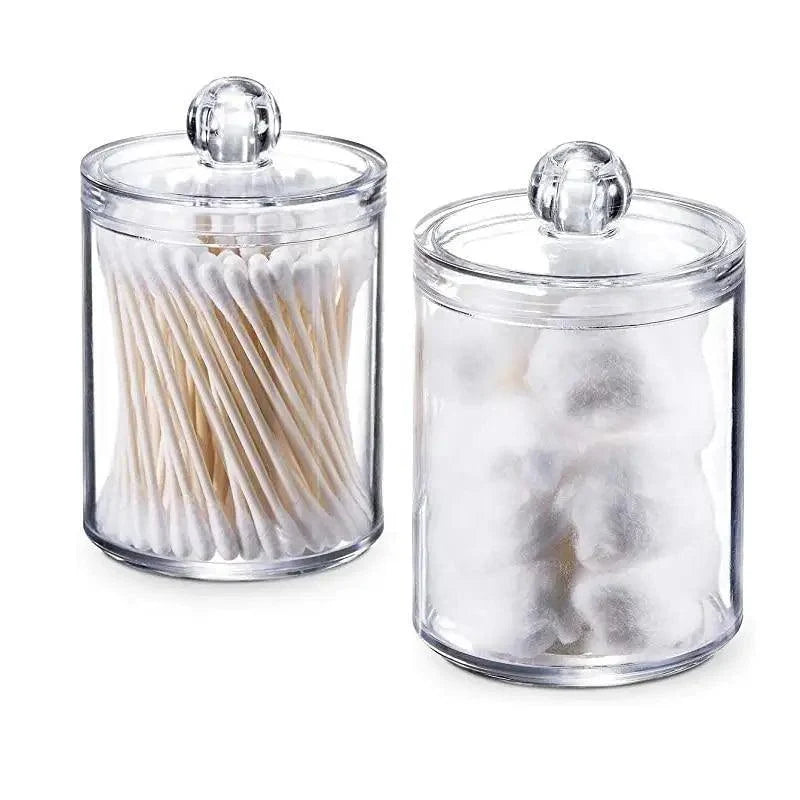 Portable 2pcs Cosmetics Storage Box Makeup Organizer Bathroom Jar