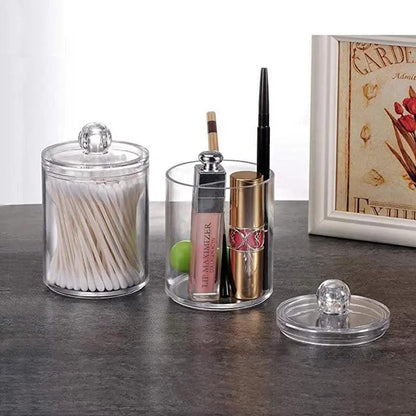 Portable 2pcs Cosmetics Storage Box Makeup Organizer Bathroom Jar
