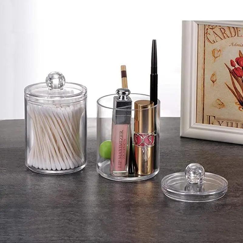 Portable 2pcs Cosmetics Storage Box Makeup Organizer Bathroom Jar