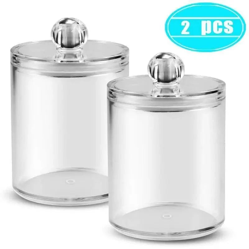 Portable 2pcs Cosmetics Storage Box Makeup Organizer Bathroom Jar