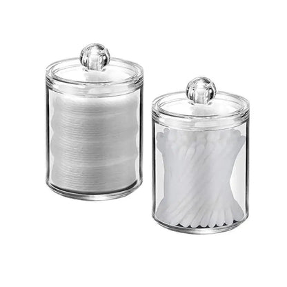 Portable 2pcs Cosmetics Storage Box Makeup Organizer Bathroom Jar