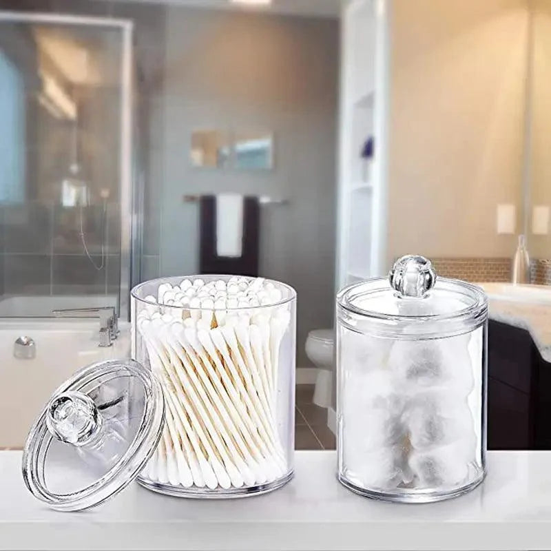 Portable 2pcs Cosmetics Storage Box Makeup Organizer Bathroom Jar