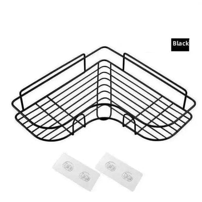 Premium Quality Bathroom Kitchen Punch Corner Frame Shower Shelf Wrought Iron Shampoo Storage Rack