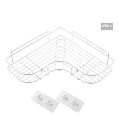Premium Quality Bathroom Kitchen Punch Corner Frame Shower Shelf Wrought Iron Shampoo Storage Rack