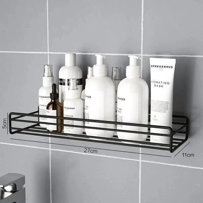 Premium Quality Bathroom Kitchen Punch Corner Frame Shower Shelf Wrought Iron Shampoo Storage Rack