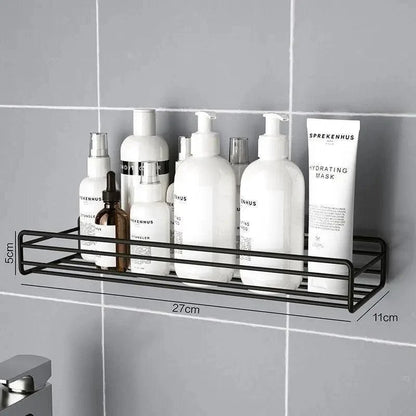 Premium Quality Bathroom Kitchen Punch Corner Frame Shower Shelf Wrought Iron Shampoo Storage Rack