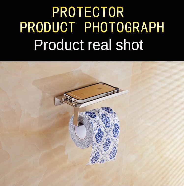 Stainless Steel Toilet Paper Holder Bathroom Wall Mount Paper Phone Holder Shelf Towel Roll Shelf