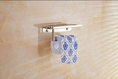 Stainless Steel Toilet Paper Holder Bathroom Wall Mount Paper Phone Holder Shelf Towel Roll Shelf