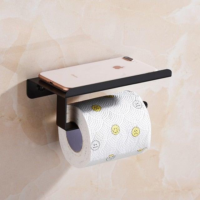 Stainless Steel Toilet Paper Holder Bathroom Wall Mount Paper Phone Holder Shelf Towel Roll Shelf