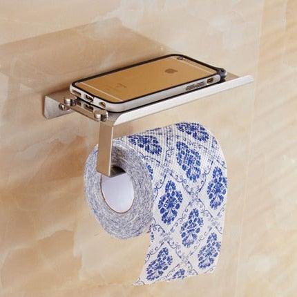 Stainless Steel Toilet Paper Holder Bathroom Wall Mount Paper Phone Holder Shelf Towel Roll Shelf