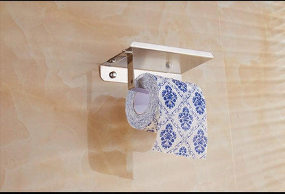 Stainless Steel Toilet Paper Holder Bathroom Wall Mount Paper Phone Holder Shelf Towel Roll Shelf