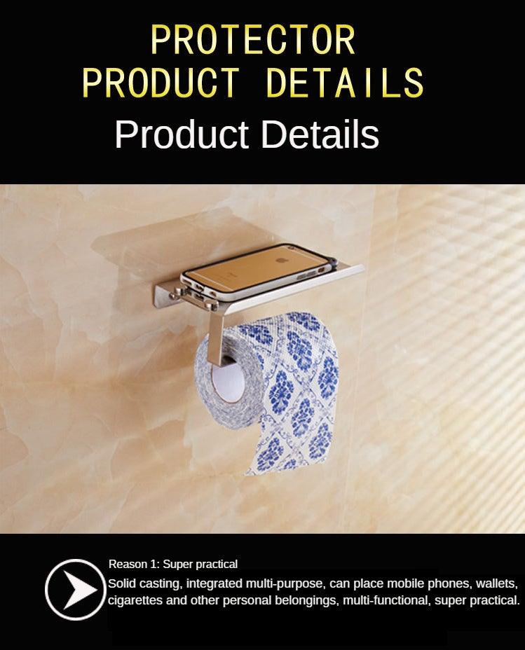 Stainless Steel Toilet Paper Holder Bathroom Wall Mount Paper Phone Holder Shelf Towel Roll Shelf